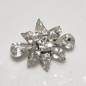 Vintage Jay Flex Sterling Silver Crystal Cluster Star Celestial Brooch Pin